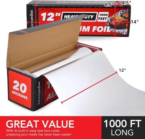Miniatura 2 de Stock Your Home Rollo de papel de aluminio resistente, 1000 pies x 12 pulgadas de ancho, rollos de papel de aluminio antiadherente, papel