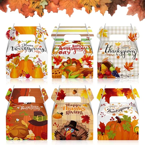 Miniatura 8 de 12 bolsas de regalo de otoño para fiesta de Acción de Gracias, hojas de arce naranja de otoño, bolsas de comestibles, bolsas de papel de Acción