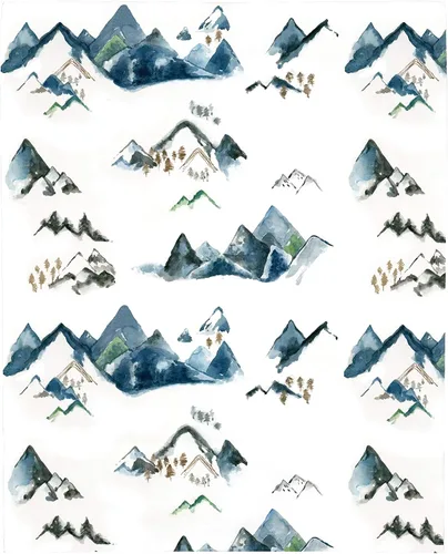 Miniatura 2 de NoJo Sábana bajera ajustable para cuna de acuarela de montaña súper suave, azul, verde, bronceado y blanco, azul, verde, tostado, blanco
