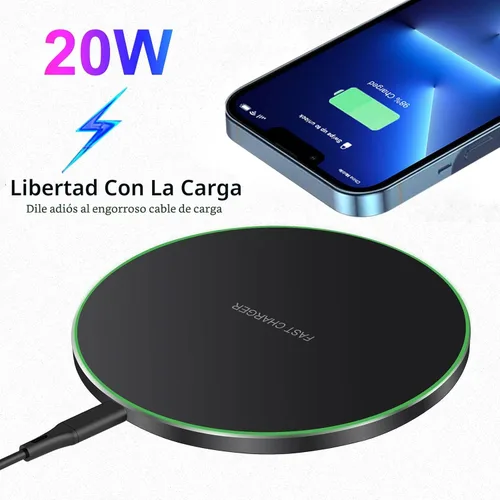 Miniatura 2 de Cargador inalámbrico rápido, almohadilla de carga inalámbrica de 20 W máx. compatible con iPhone 17/17 Pro/16/15/14/13/12/SE/XS Max/XR, AirPods