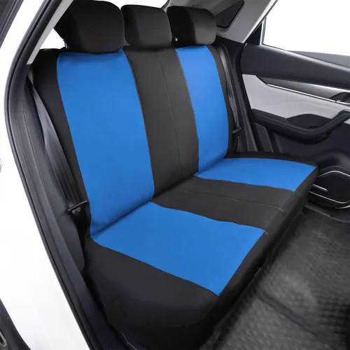 Miniatura 5 de Flying Banner Fundas para asiento trasero de coche, protectores de asiento de coche, con división 40/60 50/50 60/40 (negro y azul, valor)