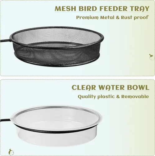 Miniatura 5 de Paquete de 2 comederos para pájaros de cubierta, para baño, spa para pájaros de doble uso, soporte para flores, maceta, ideal para atraer pájaros