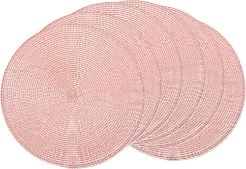 Miniatura 9 de AHHFSMEI Juego de 6 manteles individuales redondos trenzados de 15 pulgadas para mesas de comedor, tejido natural, resistentes al calor, color azul