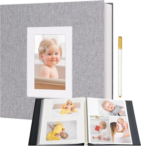 Miniatura 13 de Vienrose Álbum de fotos autoadhesivo para fotos de 2 x 3, 4 x 6, 5 x 7, 8 x 10 pulgadas, 40 páginas en blanco, cubierta de lino, libro de recuerdos