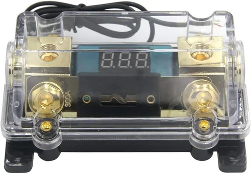 Miniatura 8 de ZOOKOTO Soporte de fusible de 250 A, pantalla LED de audio estéreo para automóvil, voltaje digital, portafusibles ANL, calibre 0, 2, 4, con fusible
