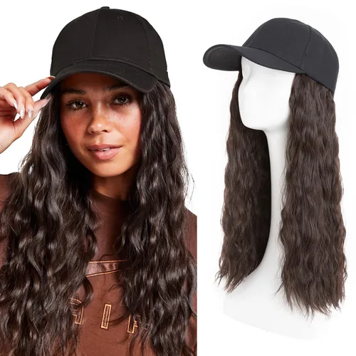 Miniatura 16 de S-noilite Peluca de gorra de béisbol con extensiones de cabello, 8 pulgadas, corta, rizada, ondulada, estilo Bob, peinado, ajustable, con cabello