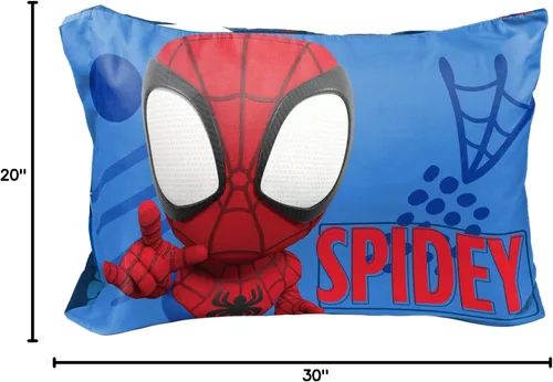 Miniatura 6 de Jay Franco Marvel Spidey and His Amazing Friends Team Spidey 1 funda de almohada reversible individual – Ropa de cama súper suave de doble cara