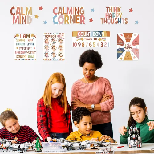 Miniatura 7 de Pajean Juego de tablero de anuncios para rincón de calma en el aula, conjunto de decoración para el aula, tabla de sentimientos, gestión
