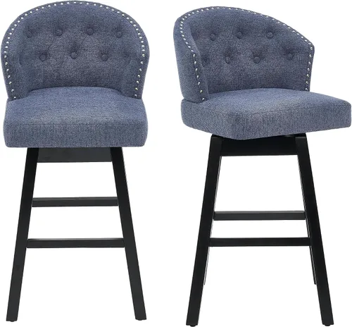 Miniatura 26 de Juego de 2 taburetes de bar giratorios de 29 pulgadas, taburetes de bar tapizados con respaldo, sillas modernas de altura de mostrador para isla