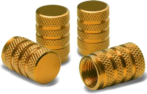 Miniatura 20 de Auto Dynasty Tapones hexagonales de válvula de neumático de aleación de latón recubierto y pulido de aluminio negro cromado (paquete de 4)