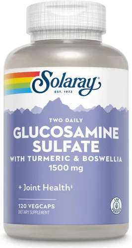SOLARAY Sulfato de glucosamina de 1500 mg, suplemento de apoyo saludable para las articulaciones, potente fórmula de tejido conectivo y salud