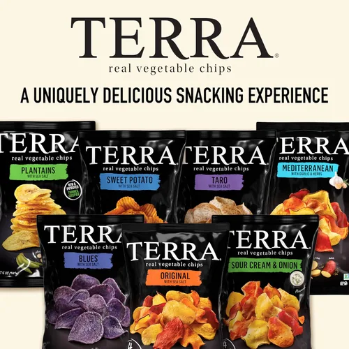 Miniatura 9 de Terra Papas fritas vegetales, Patatas dulces cortadas en ondas con sal marina, 5 onzas