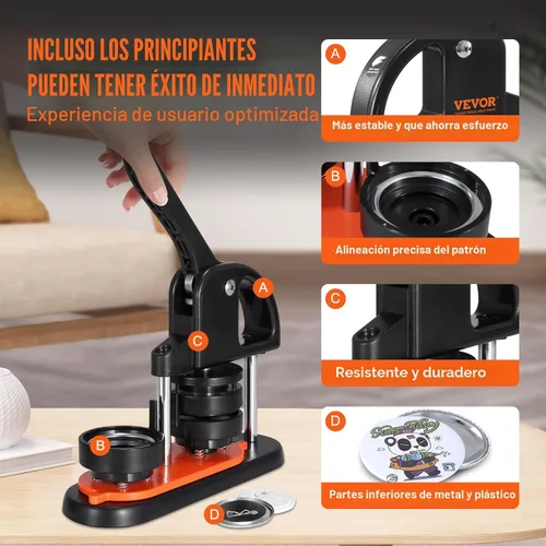 Miniatura 3 de VEVOR - Máquina para hacer botones, 2.25 pulgadas/58mm, con 100 piezas de botones, máquina para hacer botones con libro mágico de pandas, kit