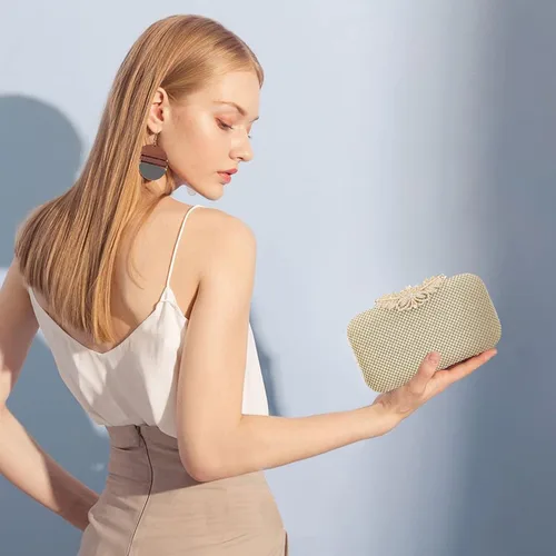 Miniatura 5 de Bolso de noche para mujer, bolso de cristal con diamantes de imitación y monederos de mano para mujer, elegante bolsa de noche formal, fiesta