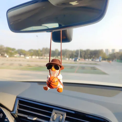 Miniatura 6 de Adorno colgante de pato oscilante para automóvil, bonito colgante de decoración de coche para accesorios de espejo retrovisor, regalo del día de San