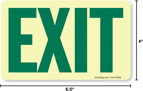 Miniatura 2 de SmartSign Letrero de metal "Exit", 4 x 6.5 pulgadas de aluminio de 40 mil de grosor, brilla en la oscuridad, fabricado en Estados Unidos Aluminio
