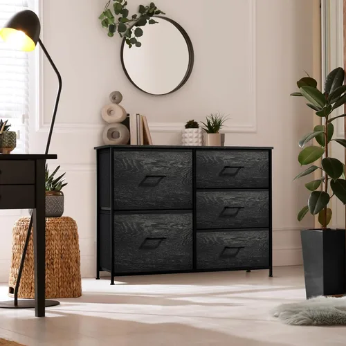 Miniatura 2 de Sorbus Cómoda con 5 cajones de madera sintética, organizador de almacenamiento para ropa, dormitorio, pasillo, sala de estar, armario y muebles