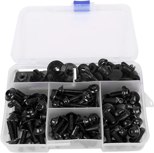 Miniatura 4 de Worldmotop Kit de tornillos de carenado, tuercas, sujetadores universales compatibles con Yamaha Honda Kawasaki Suzuki BMW, Kit de tornillos Negro