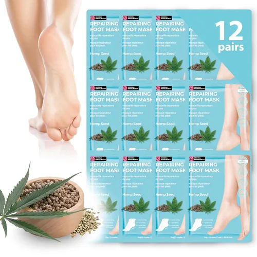 Miniatura 15 de Original Derma Beauty - Máscara para pies, 12 pares de máscaras de manteca de karité que aumentan la humedad, conjunto de mascarillas para pies