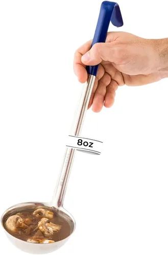 Miniatura 8 de Restaurantware Met Lux - Cucharón de sopa de 1 onza con mango de gancho, cuchara para servir, con mango amarillo, cuchara de cocina de acero