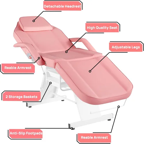 Miniatura 5 de Silla de tatuaje Silla facial para cliente ajustable 73 pulgadas cama de masaje spa esteticista con taburete para belleza tatuaje pestañas negro