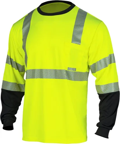 VENDACE Camisetas reflectantes de seguridad de manga larga de alta visibilidad para hombre, ANSI Clase 3, alta visibilidad, camisetas de trabajo de
