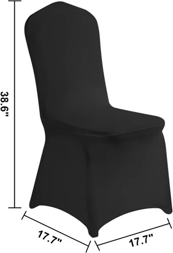 Miniatura 2 de LZY 6 piezas Fundas de Silla de Spandex Elásticas Fundas Deslizables para Fiestas de Boda, Fundas de Decoración de Sillas de Comedor y Banquete Negro