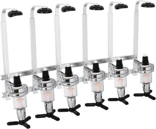 Dispensador de licor de 6 botellas montado en la pared, soporte de bebidas de acero inoxidable para el hogar, bar, pub, vertido preciso, ahorro de