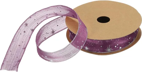 Miniatura 18 de MECCANIXITY Cinta transparente de organza de estrella de 1 pulgada y 20 yardas, cinta de hilo de nieve brillante negra para envolver regalos, caja