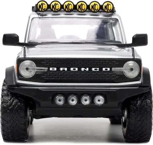 Miniatura 6 de Jada Toys Just Trucks 1:24 2021 Ford Bronco - Coche fundido a presión gris con estante para neumáticos, juguetes para niños y adultos