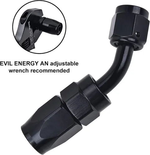 Miniatura 5 de EVIL ENERGY - Adaptador de manguera giratorio de 4AN de 45 grados para manguera trenzada CPE, color negro