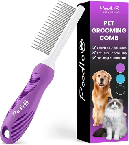 Miniatura 18 de Poodle - Peine Rastrillo Desenredante para Perros y Gatos - Cuchillas Largas de Acero de Seguridad de 2.5" Peine de Metal para Desenredar Pelo