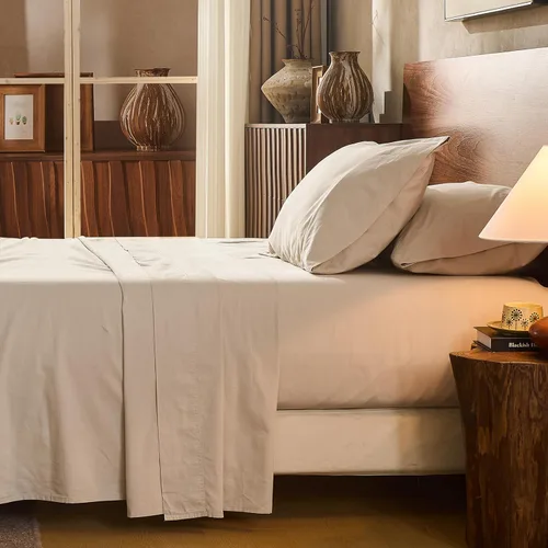 Miniatura 47 de Juego de sábanas de lino 100% tamaño King, juego de sábanas de lino transpirable y duradero de 4 piezas, ropa de cama suave para todas
