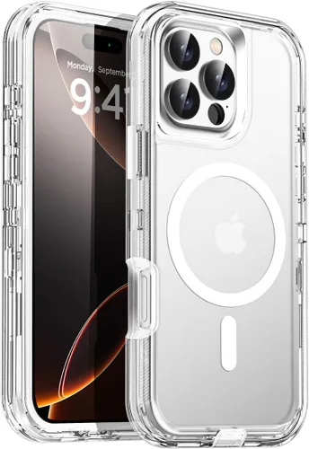 Miniatura 11 de AICase Funda transparente para iPhone 16e/13/iPhone 14, compatible con MagSafe 3 en 1, resistente protección contra caídas, cuerpo completo, a