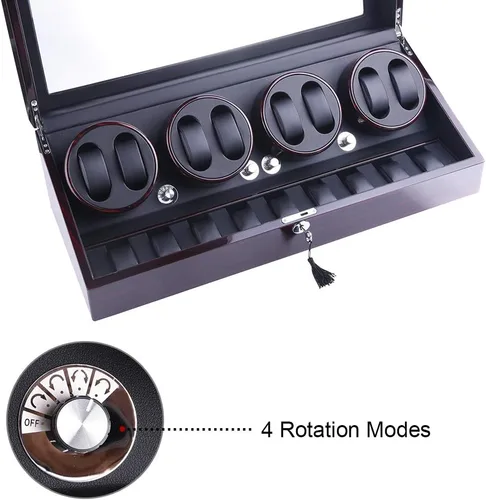 Miniatura 6 de XTELARY - Bobinadora automática de reloj, bobinadora de reloj con 8 posiciones de bobinadora, 9 espacios de almacenamiento, motor súper silencioso