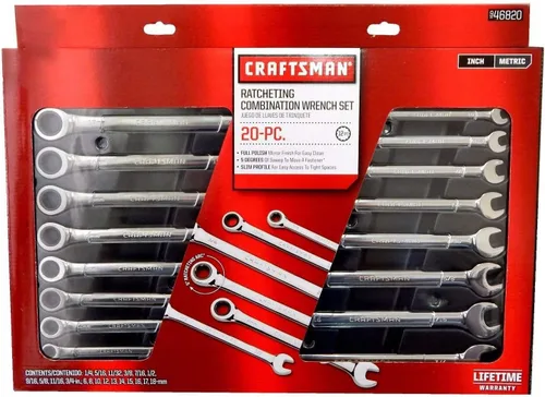 Miniatura 2 de Craftsman Juego de 20 llaves de trinquete combinadas métricas MM y SAE estándar