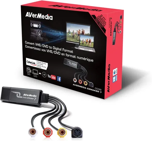 Miniatura 3 de AVerMedia EZMaker 7, tarjeta de captura de video USB, grabadora analógica a digital, compuesto RCA, VHS a DVD, S-Video, compatible con Windows 11