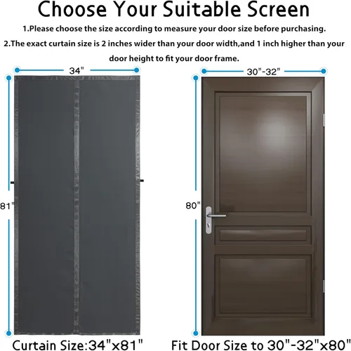 Miniatura 4 de Cortina Magnética con Aislamiento Térmico para Puerta, Cortinas de Puerta de Tela en Capas Más Gruesas con Cierre Automático, Cortinas Térmicas