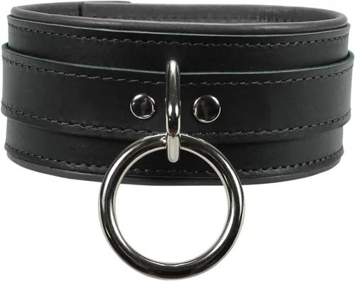 Miniatura 5 de Madison Collar Latigo Leather Lambskin O-Ring Handmade Padded Leather Collar