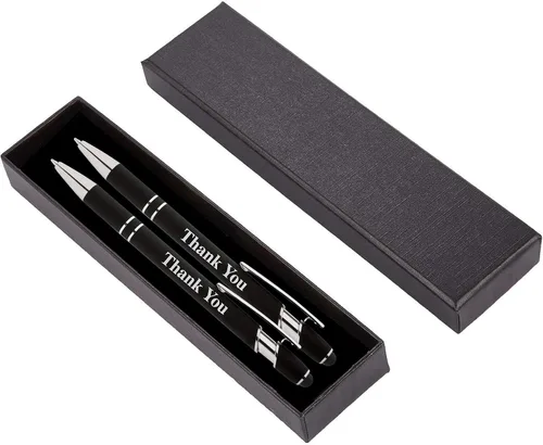 Express Pencils Thank You - Juego de 2 bolígrafos de metal suave al tacto con caja de regalo, 2 en 1 combo de bolígrafos para eventos, apreciación
