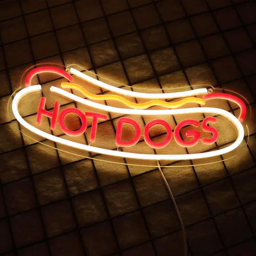Miniatura 3 de Balanar Señales de neón de PERROS CALIENTES para decoración de pared, luces de neón para PERROS CALIENTES, letreros LED de negocios adecuados