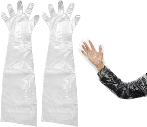 50 guantes de plástico desechables para inseminación veterinaria, rectal, brazo completo, de plástico, de 35.5 pulgadas, para veterinarios, limpieza