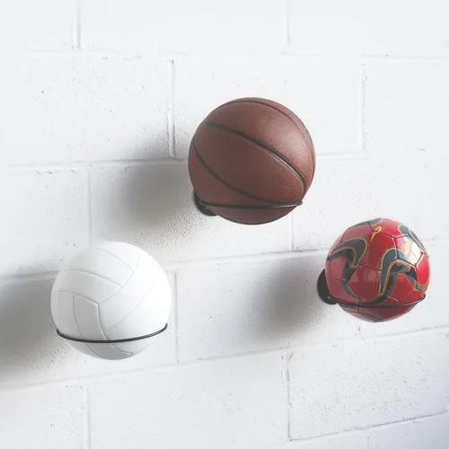 Miniatura 3 de Soporte de pelota de deportes para montaje en pared y exhibidor organizador de metal, para pelotas de baloncesto, fútbol y voleibol, multifunción.