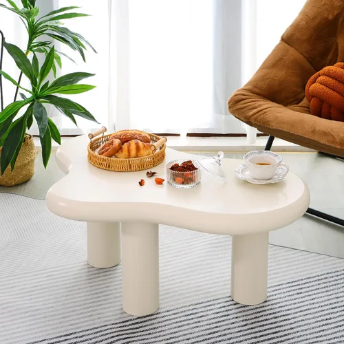 Miniatura 4 de Mesa de Centro Nube de 34"(L), Mesa de Centro de Madera Moderna para Sala de Estar, Mesas Centrales de Acento Únicas con 3 Patas, Mesas de Té