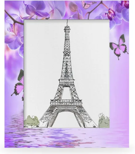 Miniatura 7 de Marco de fotos de color morado floral de 4 x 6 pulgadas, hecho de madera, mariposa se adapta a marcos de fotos de 4 x 6 o 3.5 x 5 pulgadas