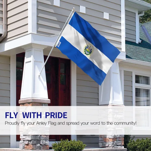 Miniatura 2 de Anley Fly Breeze - Bandera de El Salvador de 3 x 5 pies, color vivo y a prueba de decoloración, cabecera de lona y doble costura, banderas Poliéster