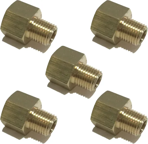 Adaptador de tubo de latón 3/8 pulgadas FNPT x 1/4 pulgadas MNPT combustible / aire/ agua / aceite / gas WOG (cantidad 05)