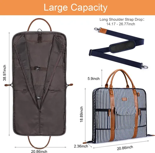 Miniatura 5 de Bolsa de ropa de mano para viajes de negocios, S-ZONE lona cuero para hombre