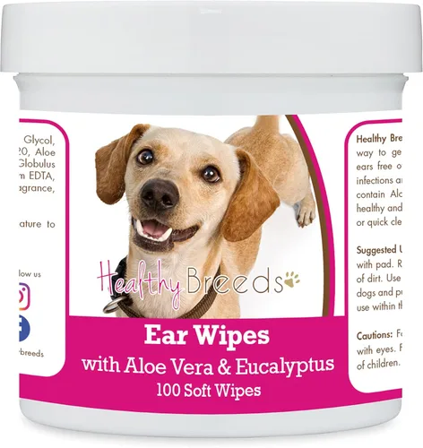 Miniatura 50 de Healthy Breeds Pastor alemán, silla de montar, toallitas de limpieza de oídos con aloe y eucalipto para perros, 100