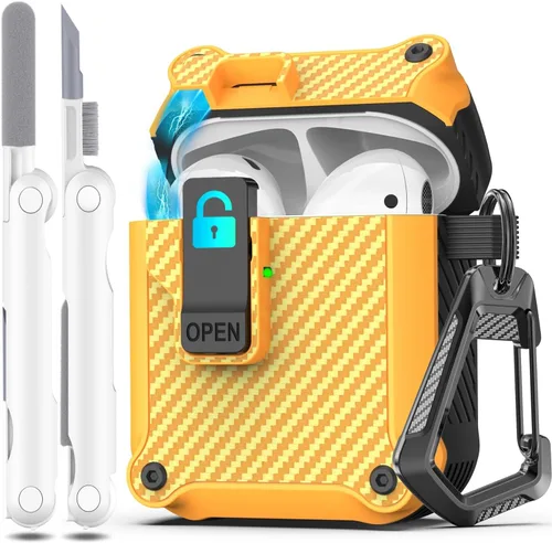 Miniatura 52 de R-fun - Funda para audífonos compatible con AirPods de 4.ª generación 2024, cubierta protectora de expulsión automática a prueba de caídas, puerto